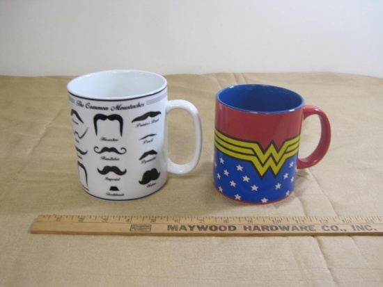 Wonder Woman & "The Common Moustaches" decorative coffee mugs