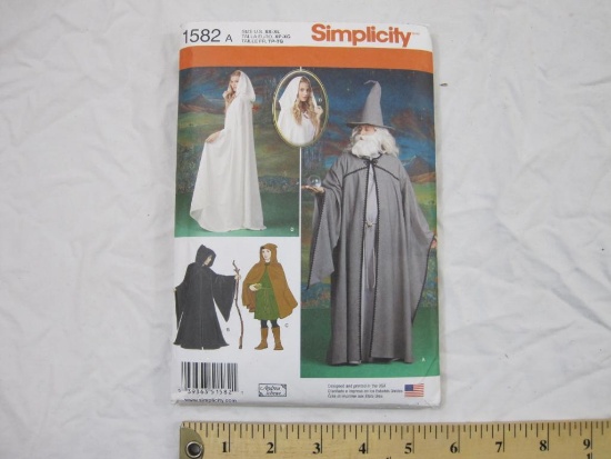 Simplicity Fabric Pattern for Misses, Mens, & Teens Cape, Tunic & Hat, Simplicity 1582A, uncut, 4 oz