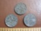 Lot of 3 Netherlands Dutch 1 Cent WWII Era Cross Coins, 2 1942, 1 1944