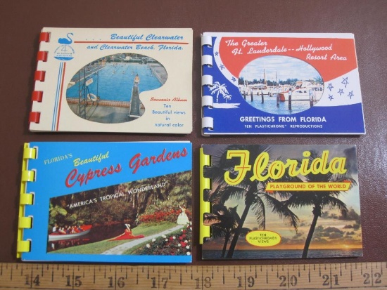 Lot of 4 color Florida Souvenir Photo Booklets, including Cypress Gardens, Greater Ft.