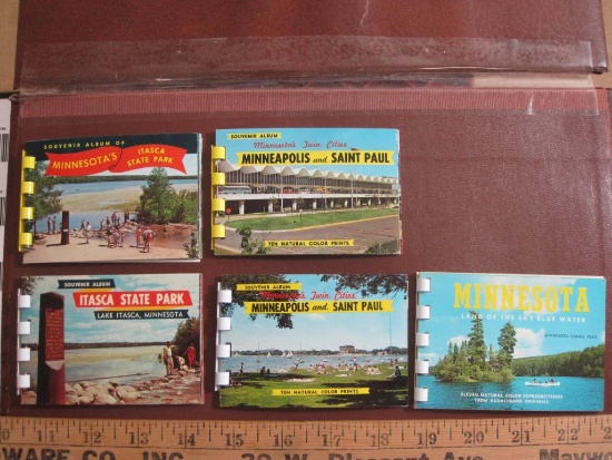 Lot of 5 small color Souvenir Photo booklets, including Minnesota, 2 Minneapolis/St. Paul and 2