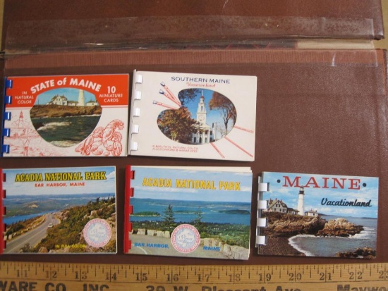 Lot of 5 small color Souvenir Photo booklets, including 2 state of Maine, 2 Acadia National Park/Bar