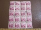 Block of 20 1938 3 cent Swedish-Finnish Tercentenary US postage stamps, Scott # 836