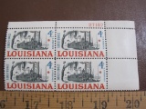 Block of 4 1962 4 cent Louisiana Statehood US postage stamps, Scott # 1197