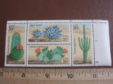 Block of 4 20 cent Cactus Stamps, #1942-1945 - Barrel Cactus, Saguaro, Agave and Beavertail Cacti
