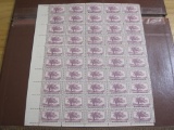 Full sheet of 50 1935 3 cent Connecticut Tercentenary US postage stamps, Scott # 772