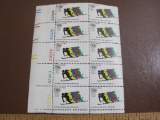 Block of 10 XI Olympic Winter Games Sapporo 1972 11 cent US postage stamps, #C85