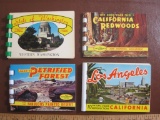 Lot of 4 small color Souvenir Photo booklets, including the California Redwoods, Los Angeles, the