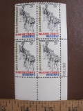 Block of 4 1966 50th Anniversary Marine Corps Reserve 5 cent US postage stamps, #1315