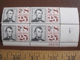 Block of 4 1960 Lincoln Of the People, By the People, For the People 25 cent US Air Mail stamps,