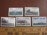 Lot of 5 Naval Warship-themed St. Vincent Postage Stamps