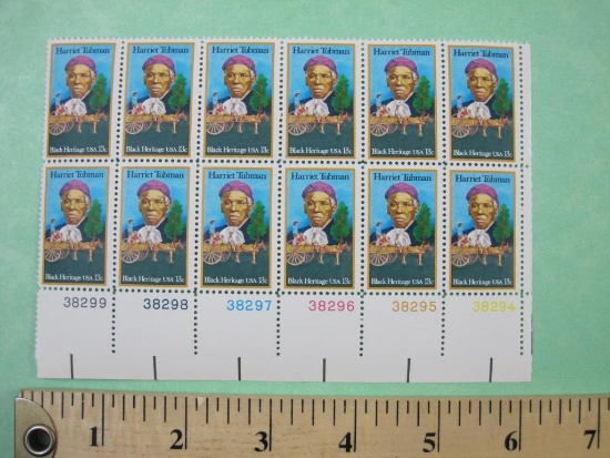 Block of 4 1978 13 cent Harriet Tubman US postage stamps, #1744