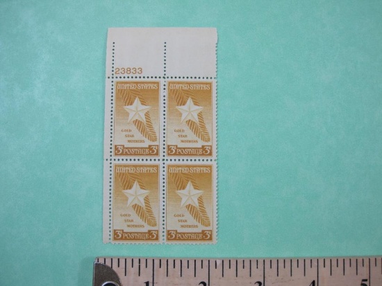 Block of 4 1948 3 cent Gold Star Mothers US postage stamps, #969