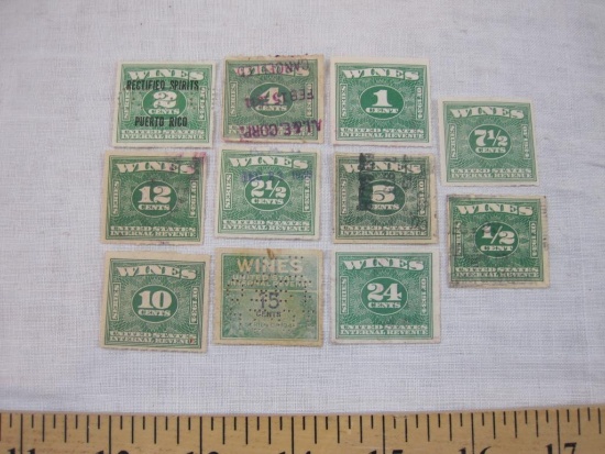 Lot of Series 1934 Wines US Tax Stamps, various denominations