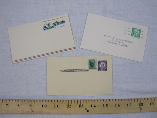 Three Vintage Blank Postage Included Postcards