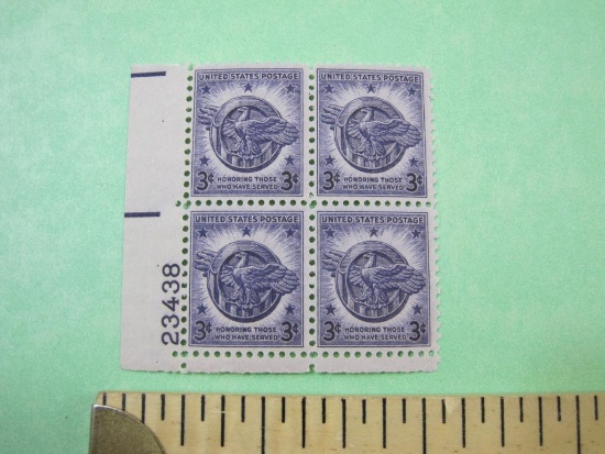 Block of 4 3 cent Honoring Those Who Serve US postage stamps, #940