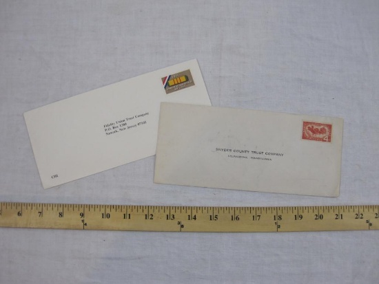 Two Vintage Trust Company Envelopes with Unused Stamps