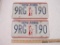 Pair of New York Metal License Plates 9RG190, 15 oz