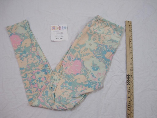 New LuLaRoe One Size Leggings, pastel floral design, 5 oz