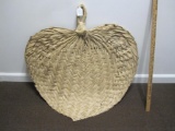 Large decorative woven reed fan