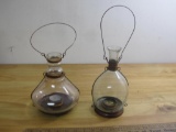 Pair of Rustic Handing Glass Candle Lanterns, 9