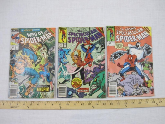 Three Spider-Man Comic Books including The Cosmic Spectacular Spider-Man No. 160 (Jan 1990), The