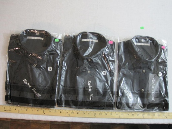 Three NEW Black Button Down Silk Shirts by Egdon Heath, Size Medium, 1 lb