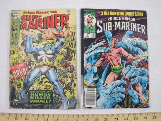 Two Sub-Mariner Comic Books including Silver Age Prince Namor The Sub-Mariner No. 23 (March 1969)