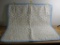 Quilted baby blanket, duck print, blue border, 34