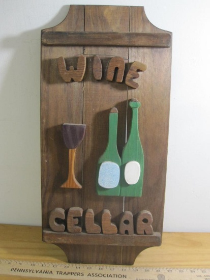 Wooden Wine Cellar Sign w/ Raised Wooden Letters, 11" x 22"