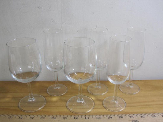Lot of 6 Long Stem Wine Glasses; 2x 2.5" Goblets, 4x 1.5" Champagne Glasses