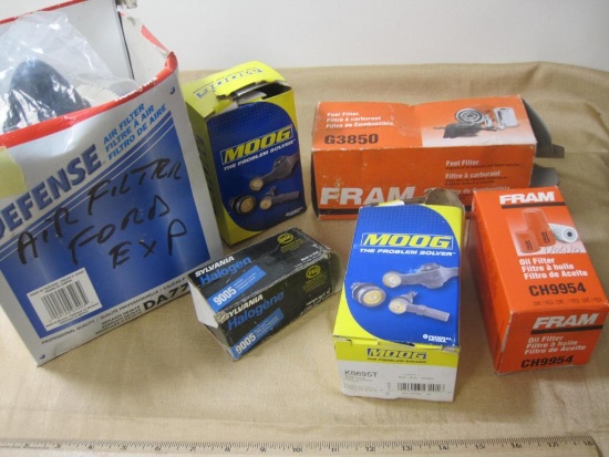 Two Moog Ball Joint K8695T, Fram Fuel Filter G3850, Fram Oil Filter CH9954 and Defense Air Filter