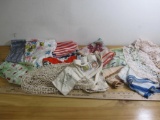 Lot of 9 Kerchiefs, 1 Doiley and 1 Lace Bag