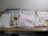 Lot of Sheets & Tablecloths w/ Floral & Christmas Designs