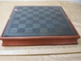 Chess, checkers and more, wooden game box with glass lid