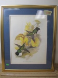 Framed matted hummingbird print, 18x22