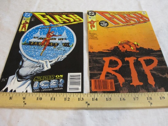 Two Flash Comic Books including Nos. 49 (April 1991) and 56 (November 1991), DC Comics, 4 oz