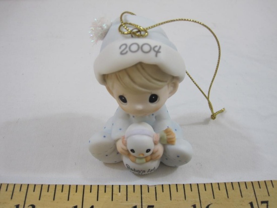 Baby's First Christmas Baby Boy 2004 Precious Moments Porcelain Ornament, in original box, 4 oz