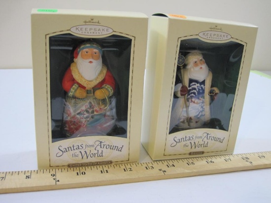 Two Santas from Around the World Hallmark Keepsake Ornaments including Russia and United States of