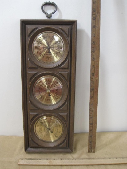 Barometer, Temperature and Relative Humidity Gauge, wood- wall hanging