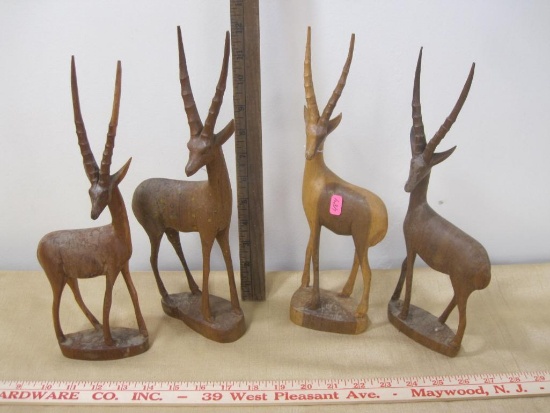 Lot of Kenyan hand carved Antelope, approx 13 inches tall