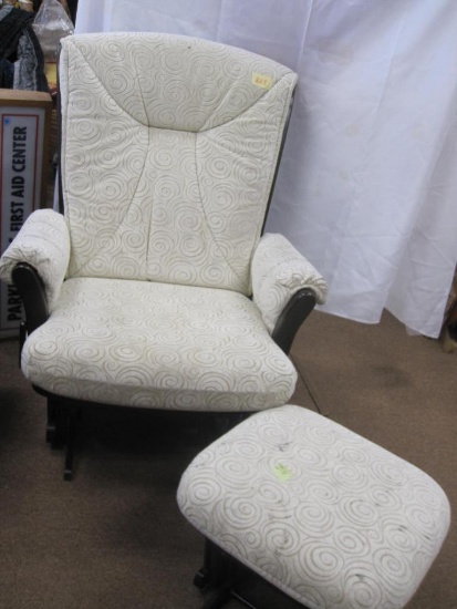 Oversized Reclining Rocking Chair with rocking footstool, some wear