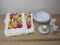 Milk Glass boot, Apple Towels, Haviland and Noritake China