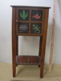 Small End Table with Southwestern Themed Art, approx 26