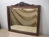 Oak Framed Beveled Glass Mirror, appox 22.3 x 20 inches