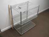 Steel Metro Rack, 30 inches wide, 21 inches deep and 34 inches tall, has leveler screws on bottom,