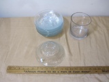 Set of 8 Clear Cut Glass Bowls with large serving bowl