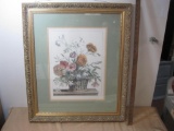 Gilt Framed Floral Print, approx 24x28