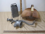 Vintage Kitchen Items, Grinder, Grater and D Stailey, Liver Pool PA Copper Herb/Flower holder