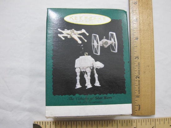 The Vehicles of Star Wars Set of 3 Hallmark Keepsake Ornaments, in original box, 1996, see pictures